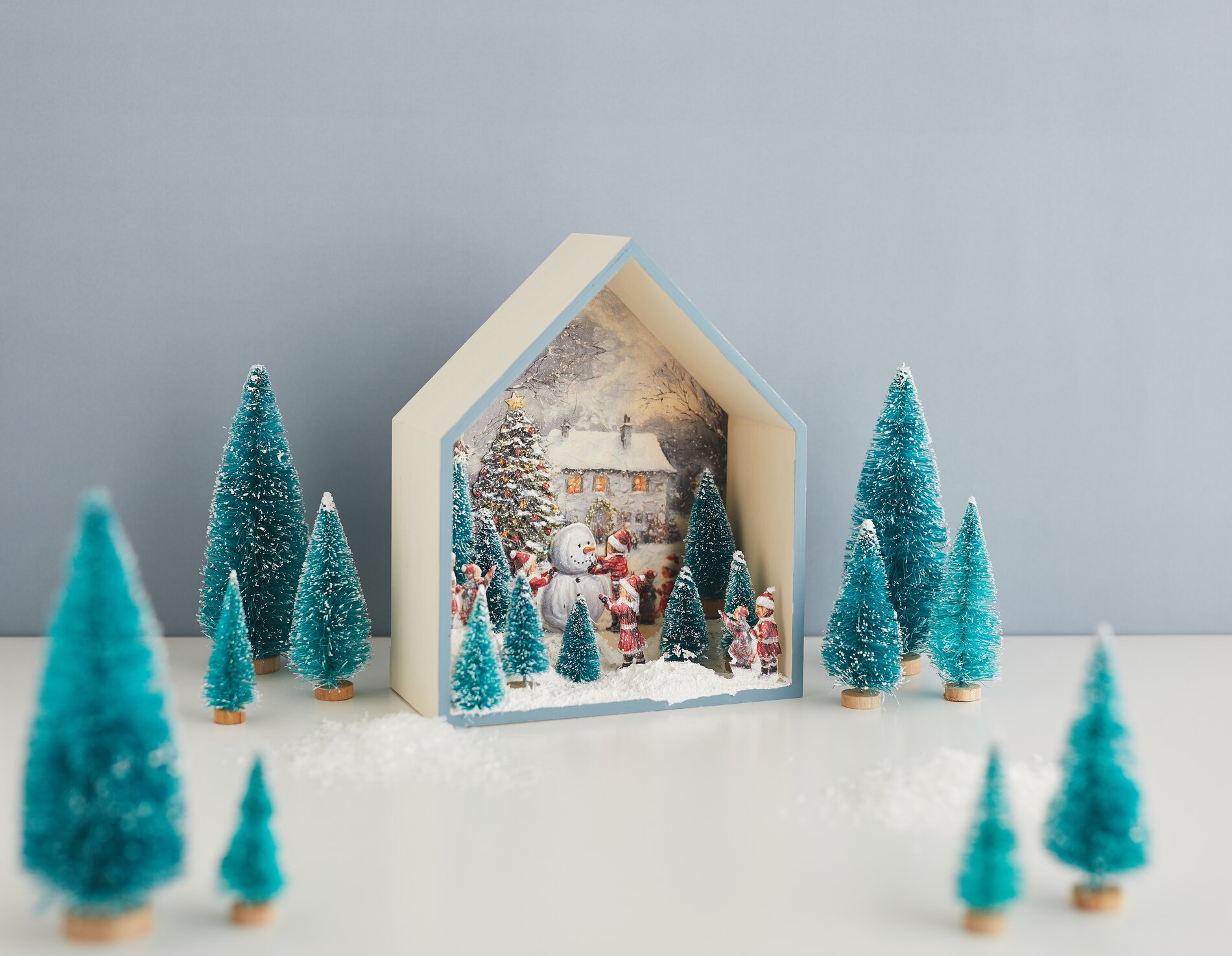 Winter-Haus mit Serviettentechnik