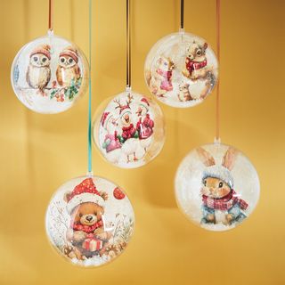  boules en acrylique de No&euml;l avec Serviettage