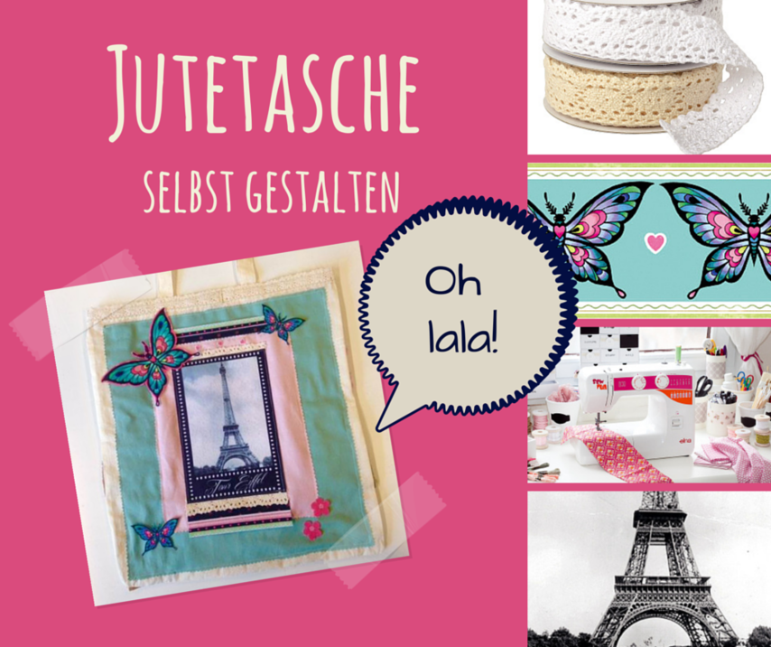 Jutetasche selbst gestalten im Pariser Chic