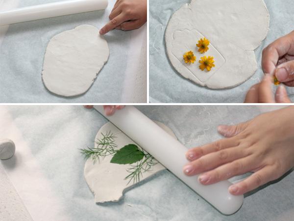 Make clay ornaments yourself with flowers