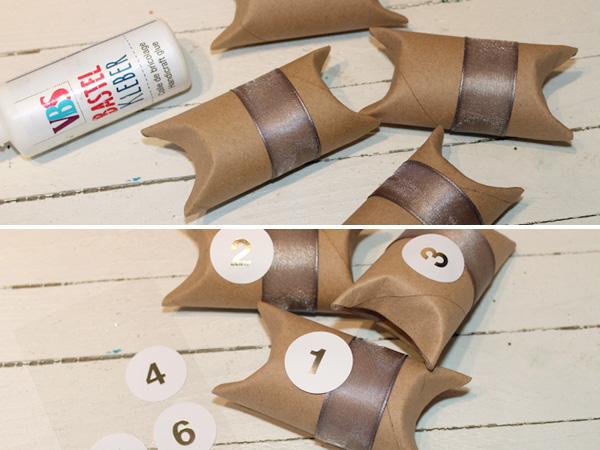 Adventskalender aus Papprollen_Zahlen Adventskalender für Kinder einfach selber basteln aus Papprollen