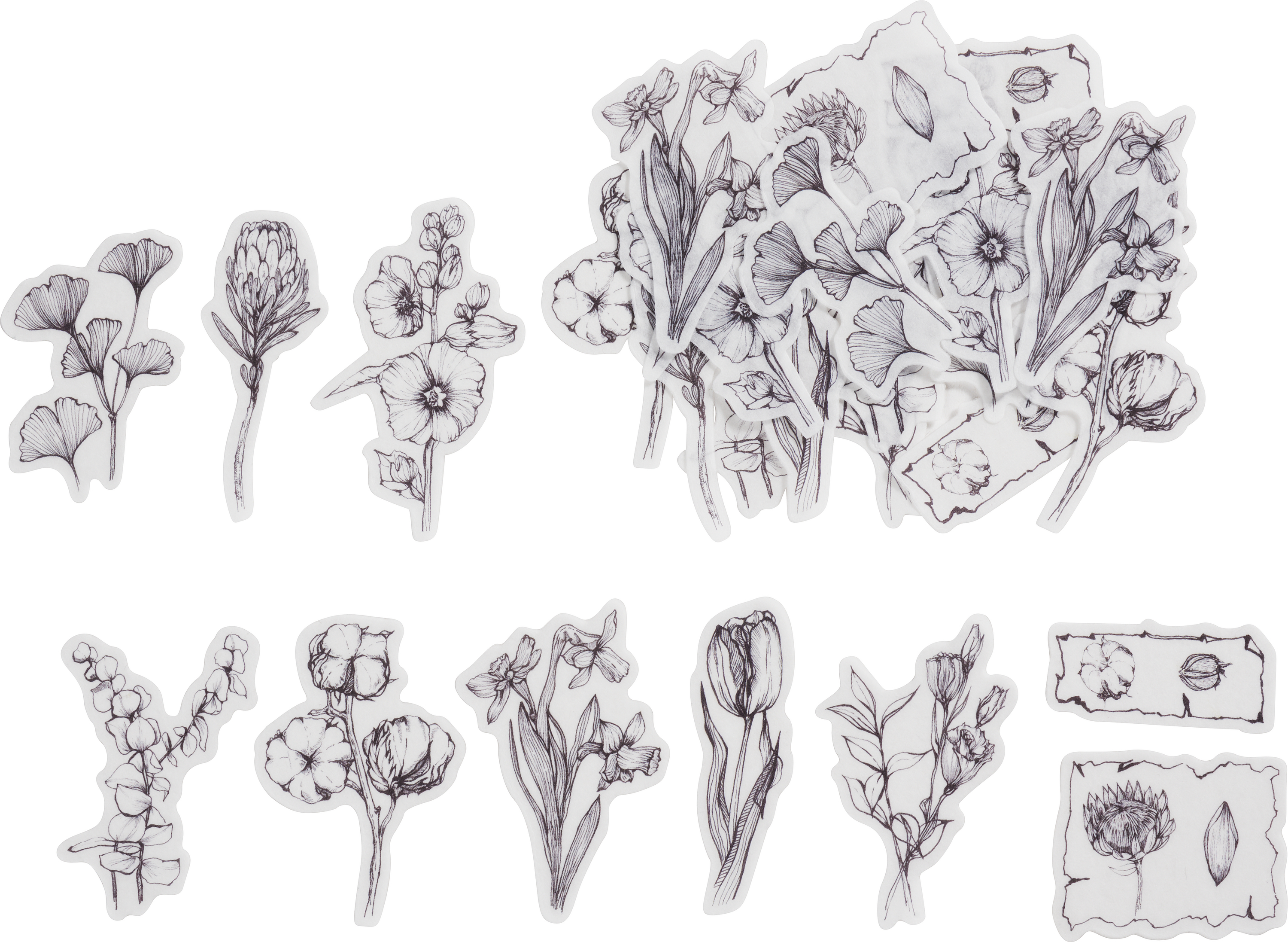 Washi Sticker Blumen Schwarz/Weiß - VBS Hobby