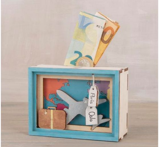 Houten bouwpakket Spaarpot "Journey"