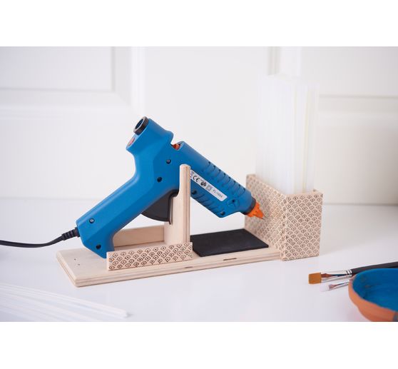Pistolet à colle & support en bois