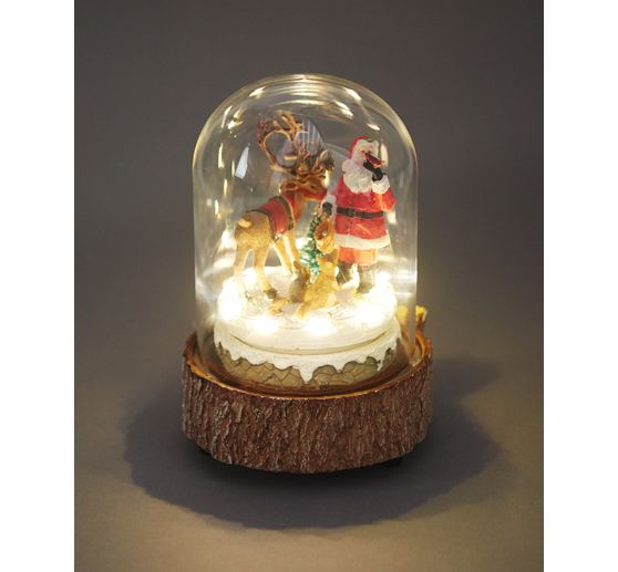 Mini-cloche en verre VBS « Noël en forêt », à éclairage LED et musique