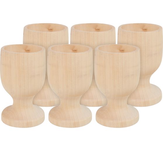 VBS Egg cups, 6 pieces, pine wood