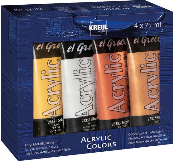 KREUL el Greco Acryl "Metallic Kleuren", set van 4