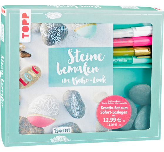 Livre "Kreativ-Set Steine bemalen im Boho-Look"