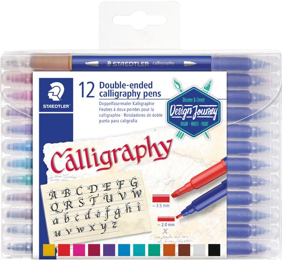 STAEDTLER Dubbelvezelige kalligrafiepen, 12 stuks