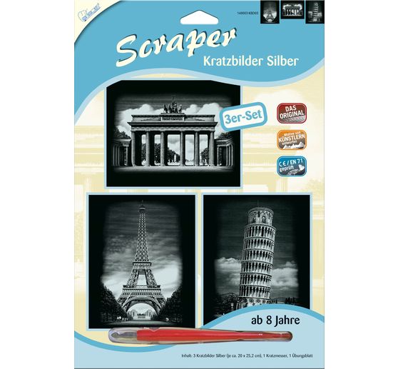 Scratch paintings "Buildings", Silver