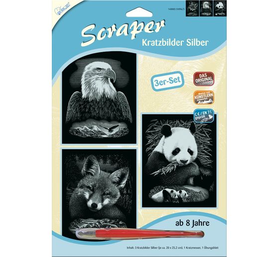 Scratch paintings "Wildlife", Silver