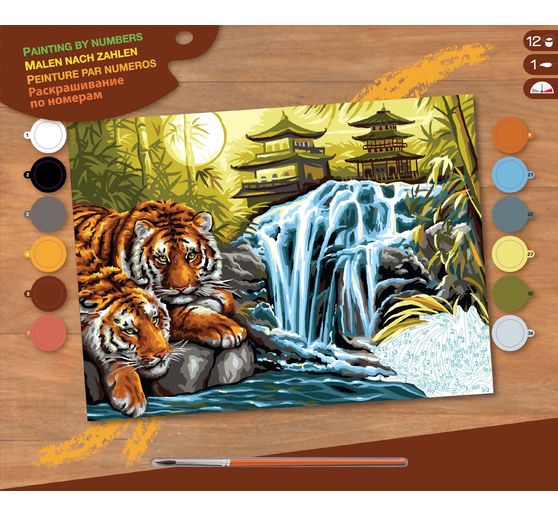 Peinture au numéro « Tigre au bord de la rivière »