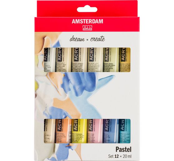 Set de peintures acryliques Talens AMSTERDAM « Pastel », 12 x 20 ml