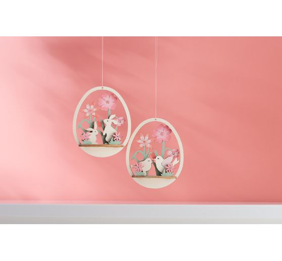 Décoration à emboîter et à suspendre œuf « Oiseaux et fleurs »