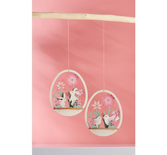 Décoration à emboîter et à suspendre œuf « Oiseaux et fleurs »