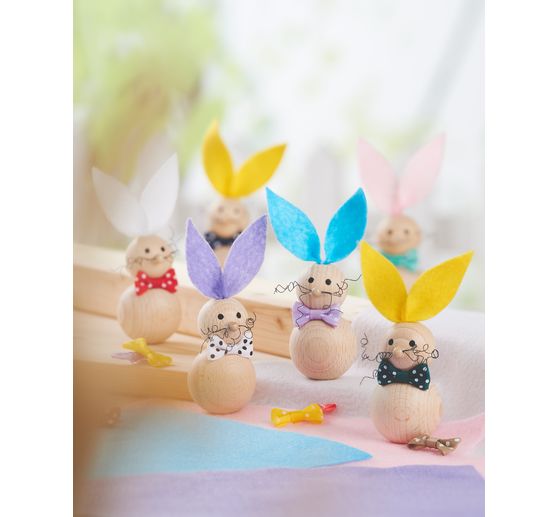 Kit créatif VBS « Lapins en bois », 10 pc.