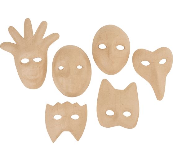 VBS Children's masks, papier-mâché, set of 6