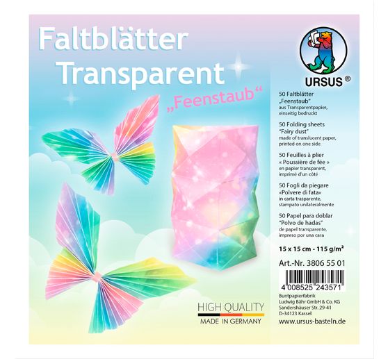 Feuilles de pliage en papier transparent « Poussière de fées »