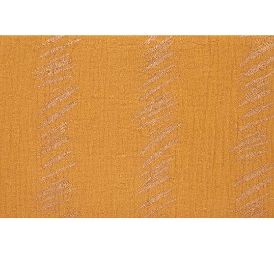 Gekreukte mousseline katoenen stof met goudeffect "Transformation" Crush Stipes