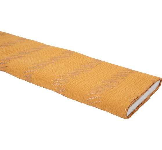Gekreukte mousseline katoenen stof met goudeffect "Transformation" Crush Stipes
