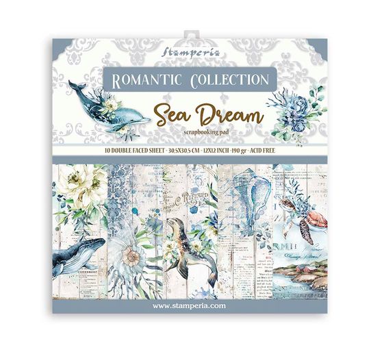 Scrapbook blok "Sea Dreams", 10 vellen, 30,5x30,5cm