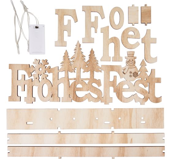 Kit de construction en bois VBS « Frohes Fest », éclairage LED