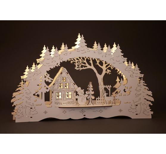 Arc lumineux VBS « Maison dans la forêt & bonhomme de neige », éclairage LED inclus