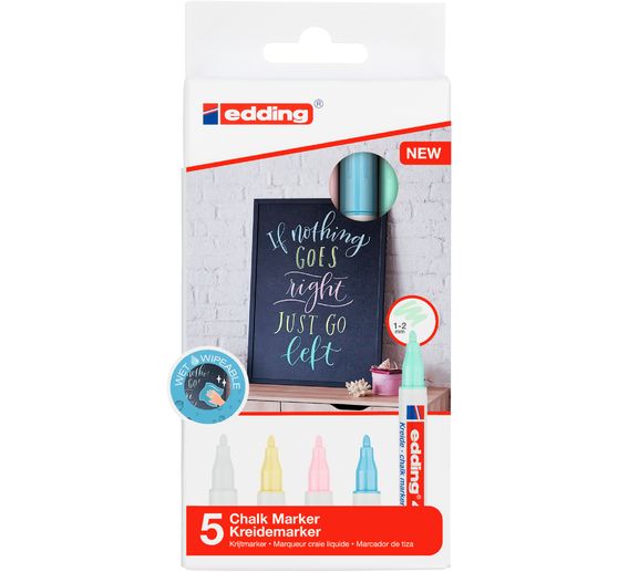 Set de 5 marqueurs craie edding 4085 « Pastel »