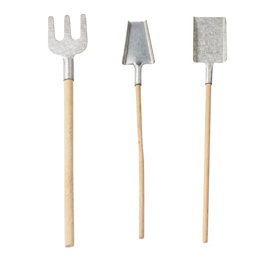 Outils de jardinage miniatures, set de 3, env. 13 cm