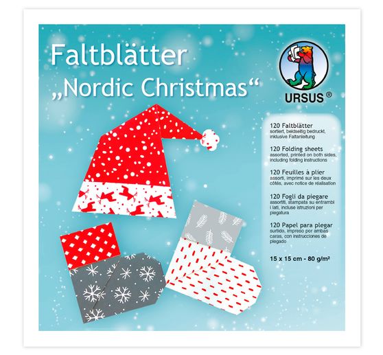 Feuilles de pliage « Nordic Christmas », 15 x 15 cm, 120 feuilles