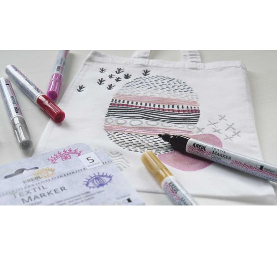 Textil Marker medium KREUL « Glitter », set de 5