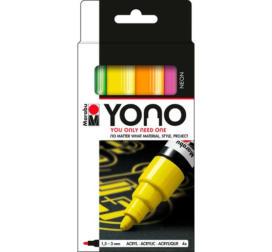 Set de marqueurs Marabu YONO « NEON », 4 pc., 1,5 - 3 mm