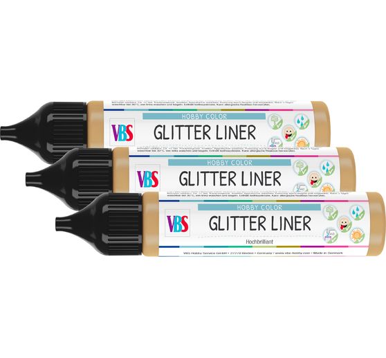 VBS Glitter Liner Gold, set van 3 stuks
