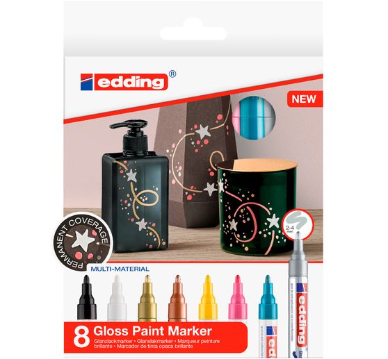 edding 750 gloss varnish-Marker Metallic/Pastel, set of 8
