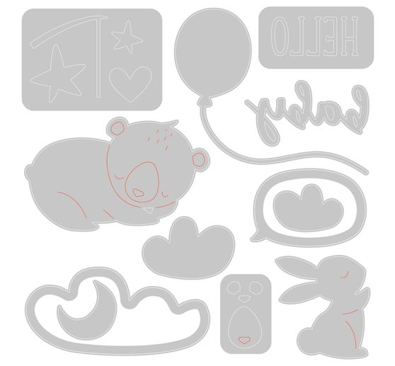 Sizzix Thinlits punch template "Hello Baby"