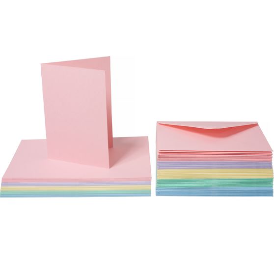 Mini dubbele kaarten met enveloppen "Pastel", DIN A7, 50 stuks