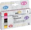 KREUL Textil Marker medium "Glitter", 5er-Set