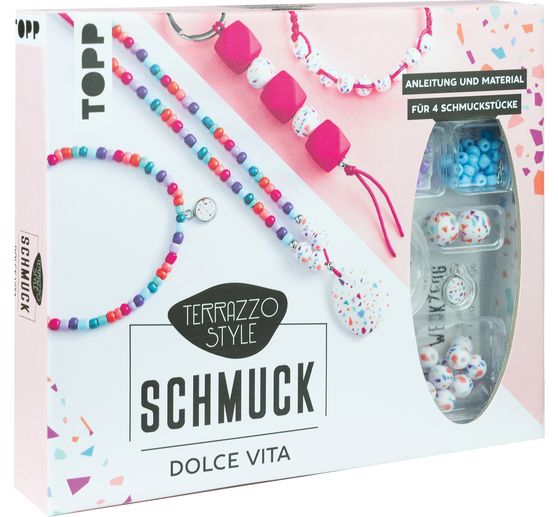 Terrazzo sieraden set Dolce Vita (helder/roze)