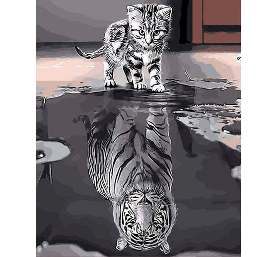 Painting by numbers "Cat and tiger"