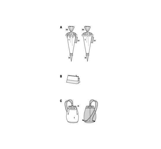 Burda Kids Schnittmuster Schultüte, Mäppchen und Turnbeutel Nr. 9256