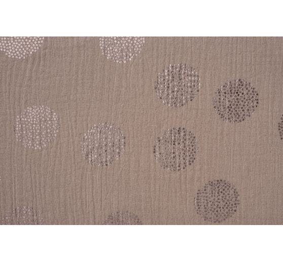 Crinkle muslin cotton fabric with metallic effect "Sakura Blossom Taupe"