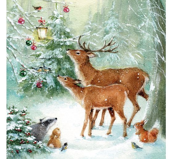 Servet "Kerstfeest in het bos"