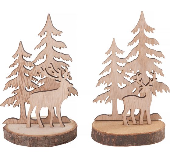 VBS Wooden buildidng kit on bark disc, set of 2