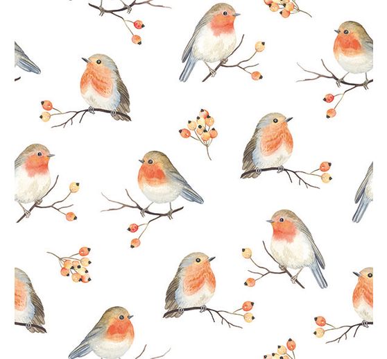 Napkin "Robin and berry branches"