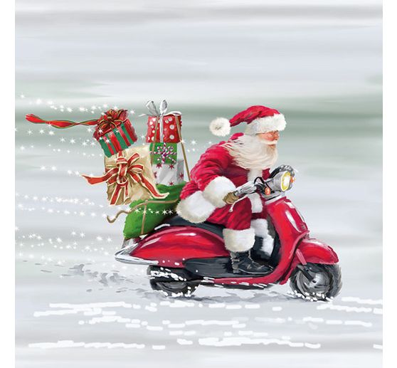 Servet "Santa op en scooter"