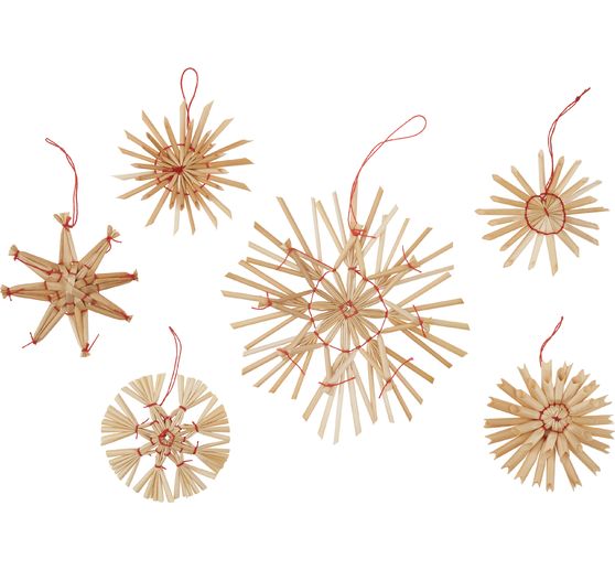 Sterren van stro "Assortiment II", 6-12 cm, 14 stuks