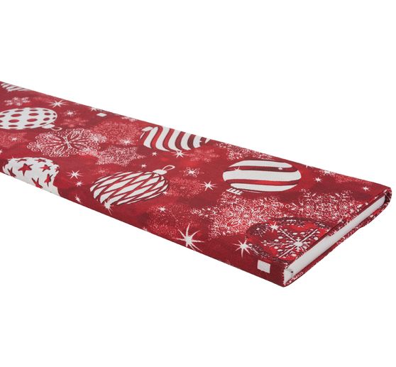 Motif fabric linen look "Christmas balls red"