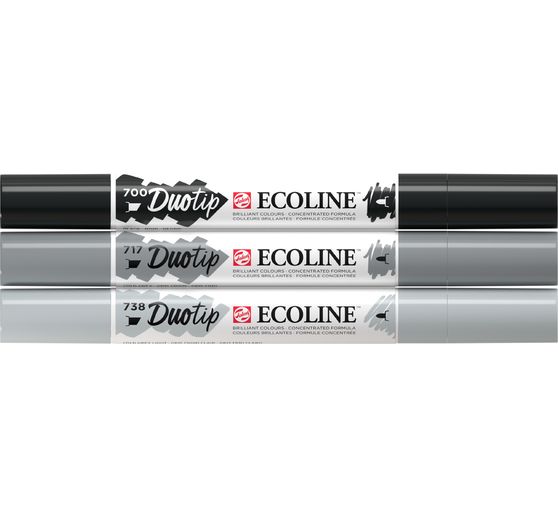 Talens Ecoline Duotip "Zwart-Grijs set"