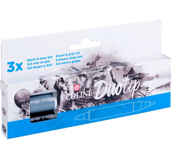 Talens Ecoline Duotip "Zwart-Grijs set"