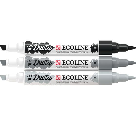 Feutres Duotip Talens Ecoline « Set Noir- Gris » 